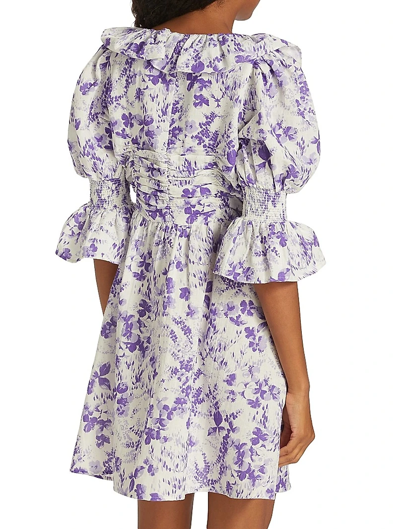 Floral Linen & Cotton Minidress