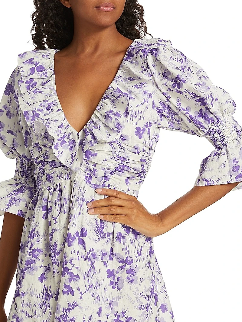 Floral Linen & Cotton Minidress