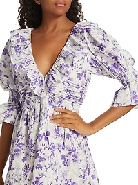 Floral Linen & Cotton Minidress