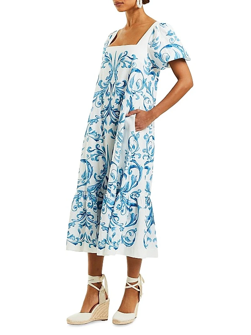 Jasmine Linen-Blend Midi Dress