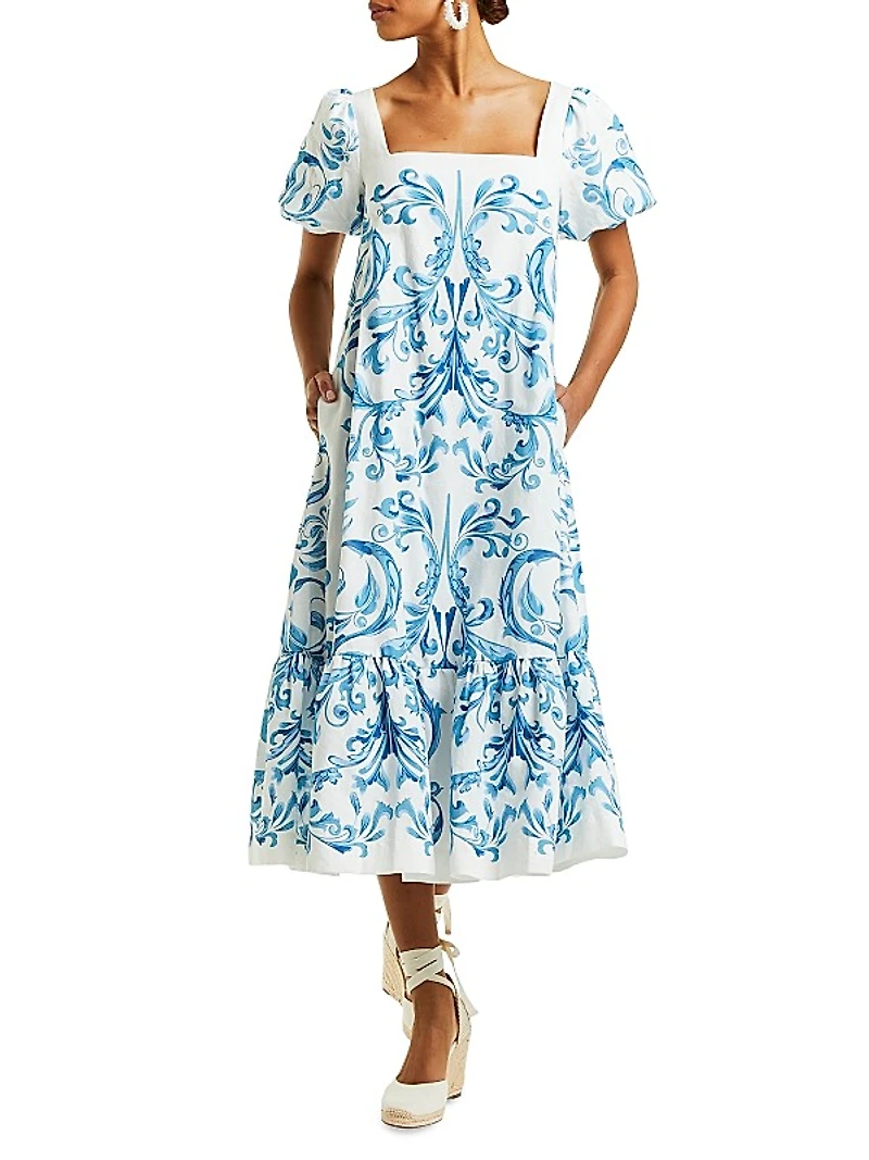 Jasmine Linen-Blend Midi Dress