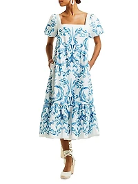Jasmine Linen-Blend Midi Dress