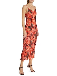 Chalten Isabel Global-Print Crepe Bias-Cut Slipdress