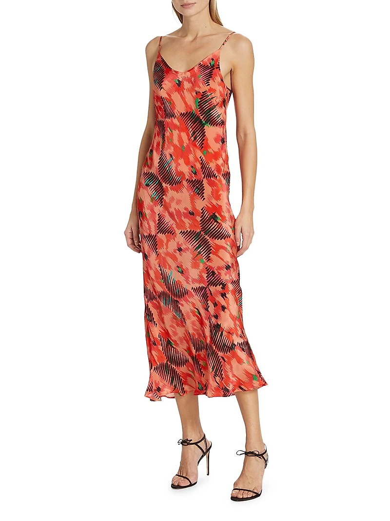 Chalten Isabel Global-Print Crepe Bias-Cut Slipdress