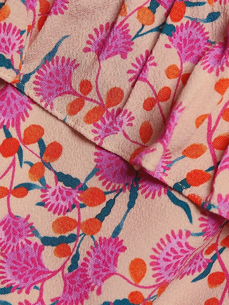 Trish Floral Crepe Ruffled Crop Top