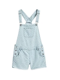 Little Girl's & Girl's Needle Punch Denim Short Overalls
