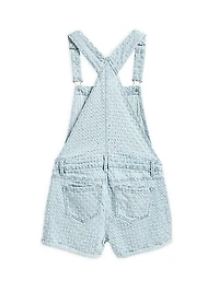 Little Girl's & Girl's Needle Punch Denim Short Overalls