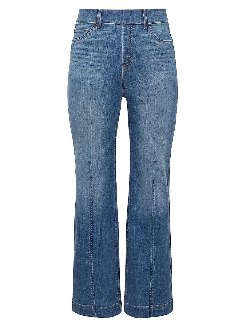 Seamed-Front Wide-Leg Jeans