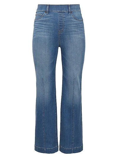 Seamed-Front Wide-Leg Jeans