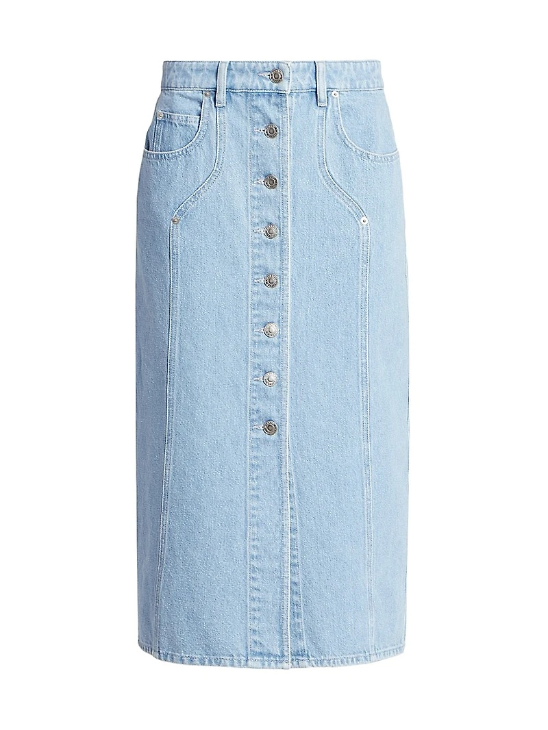 Vandy Denim Button-Front Skirt