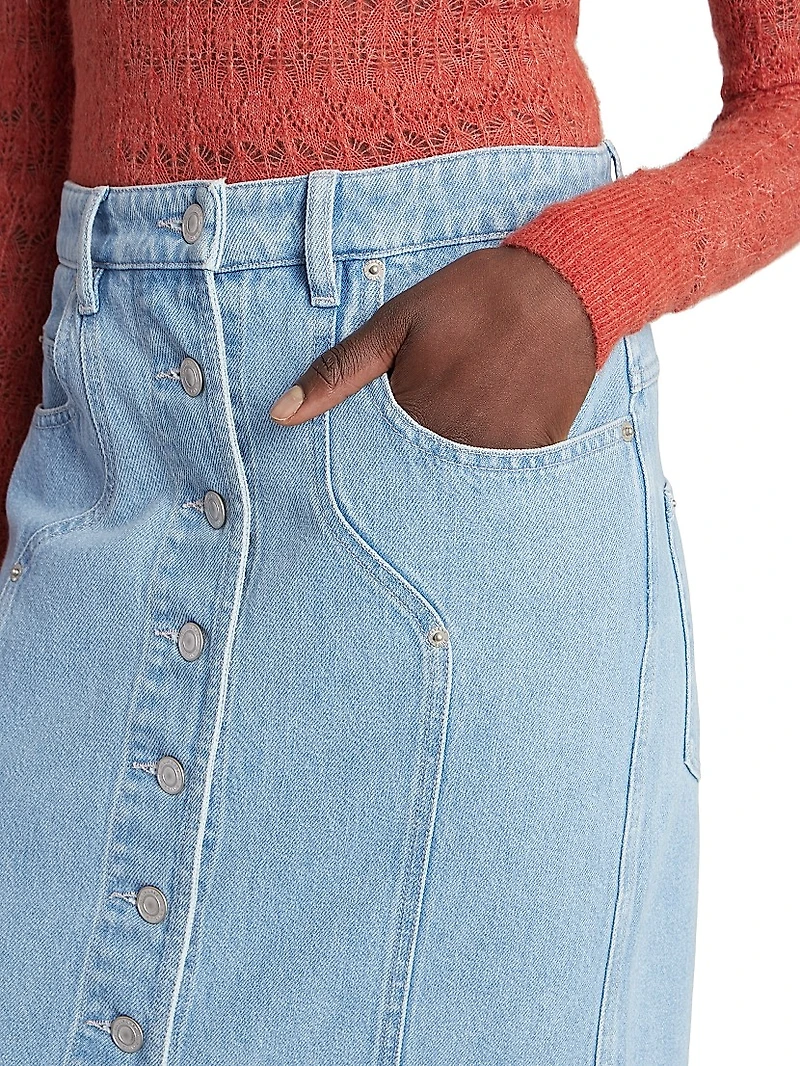 Vandy Denim Button-Front Skirt