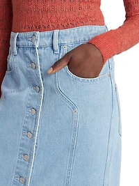 Vandy Denim Button-Front Skirt