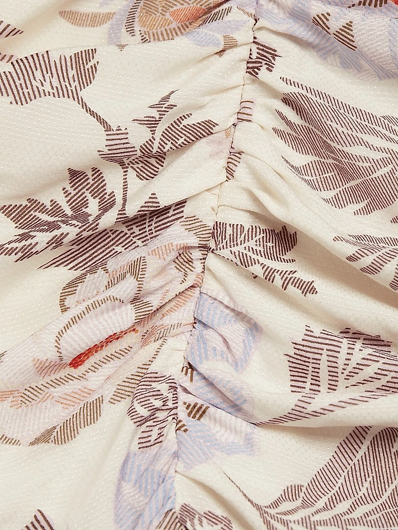 Desa Asymmetric Ruffled Cotton-Blend Minidress