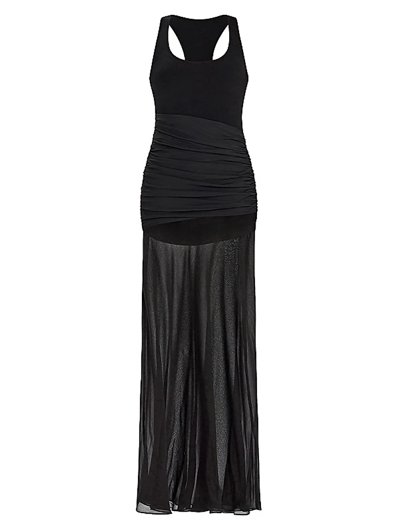 Mixed Media Draped Tank Gown