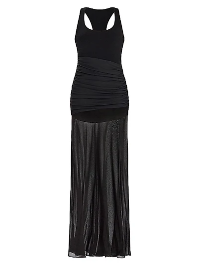 Mixed Media Draped Tank Gown