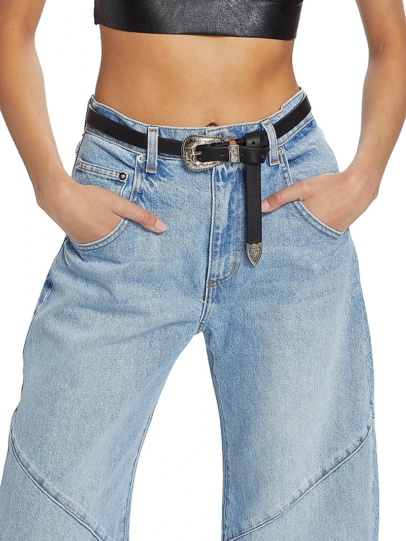 Fredric High-Rise Bowed Wide-Leg Jeans