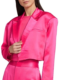 Shan Cropped Satin Blazer