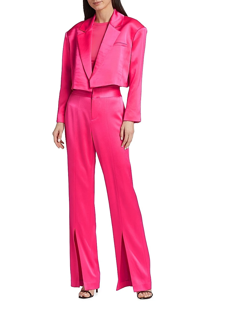 Shan Cropped Satin Blazer