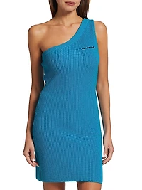 Zenith Asymmetric Rib-Knit Minidress