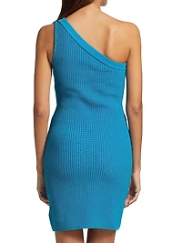 Zenith Asymmetric Rib-Knit Minidress