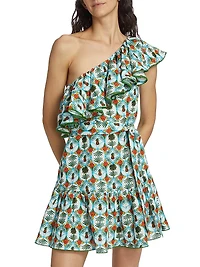 Pietra One-Shoulder Linen Minidress