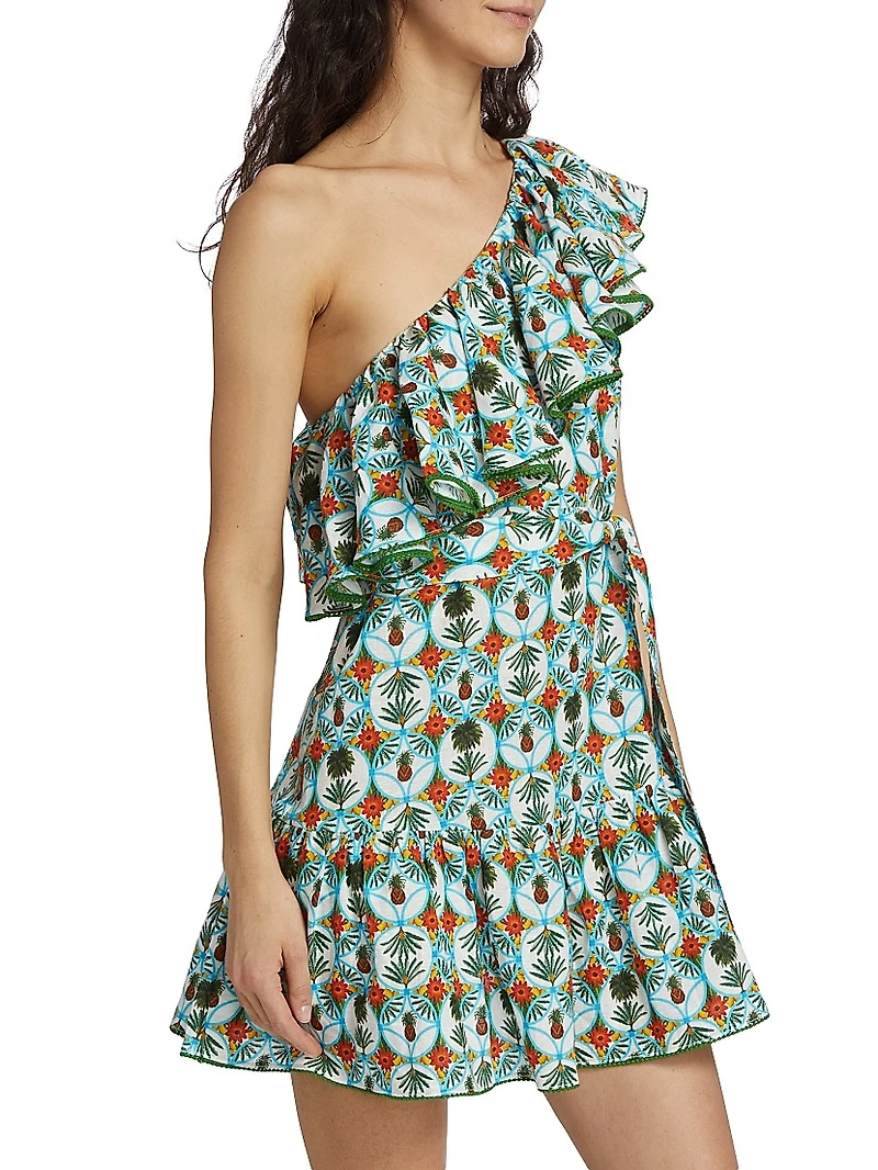 Pietra One-Shoulder Linen Minidress