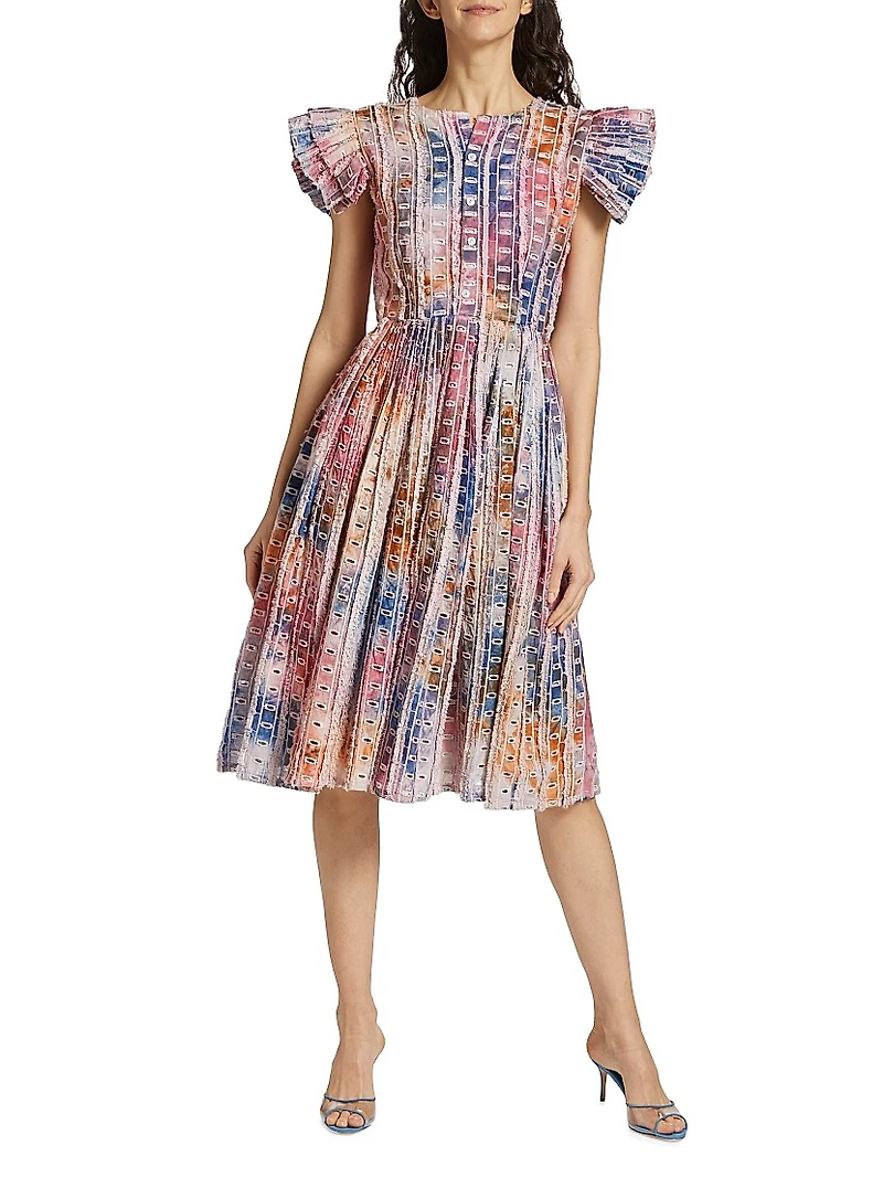 Anike Dyed Flutter-Sleeve Dress