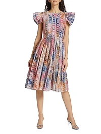 Anike Dyed Flutter-Sleeve Dress