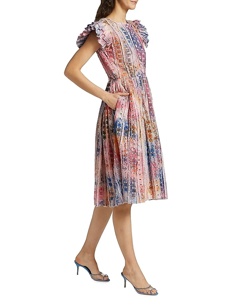 Anike Dyed Flutter-Sleeve Dress