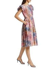 Anike Dyed Flutter-Sleeve Dress
