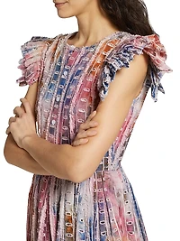 Anike Dyed Flutter-Sleeve Dress