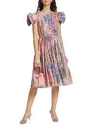Anike Dyed Flutter-Sleeve Dress