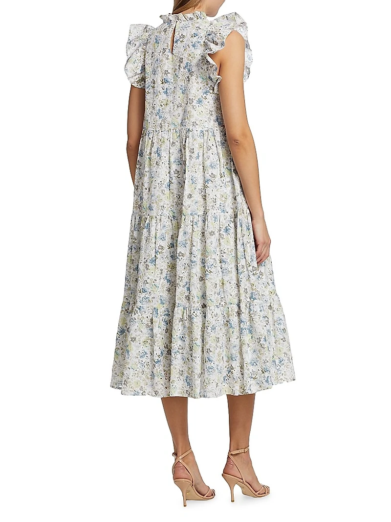 Eliza Floral Tiered Midi-Dress