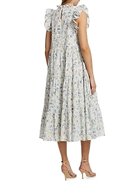 Eliza Floral Tiered Midi-Dress