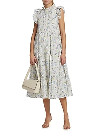Eliza Floral Tiered Midi-Dress