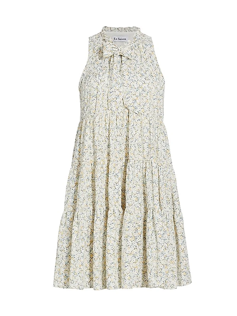 Orielle Floral Tie-Neck Minidress