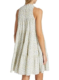 Orielle Floral Tie-Neck Minidress