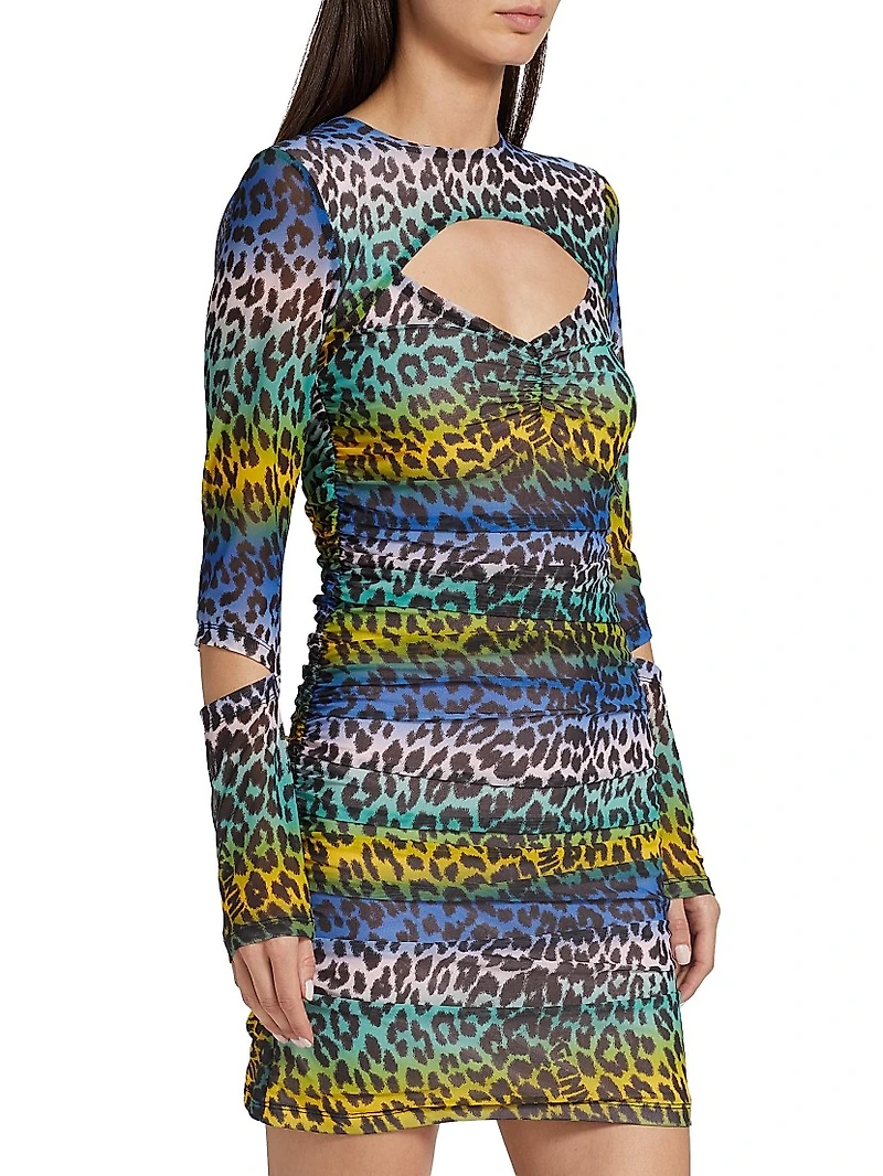 Cheetah-Print Cut-Out Minidress