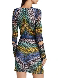 Cheetah-Print Cut-Out Minidress