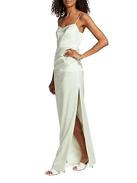 Vona Wool-Blend Gathered Gown
