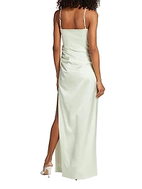 Vona Wool-Blend Gathered Gown