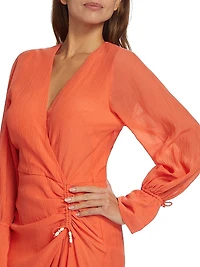 Myrtle Gauze Wrap-Effect Minidress