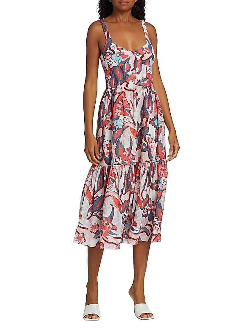 Belen Floral Single-Tiered Midi-Skirt