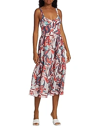 Belen Floral Single-Tiered Midi-Skirt