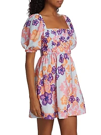 Lucia Floral Puff-Sleeve Minidress