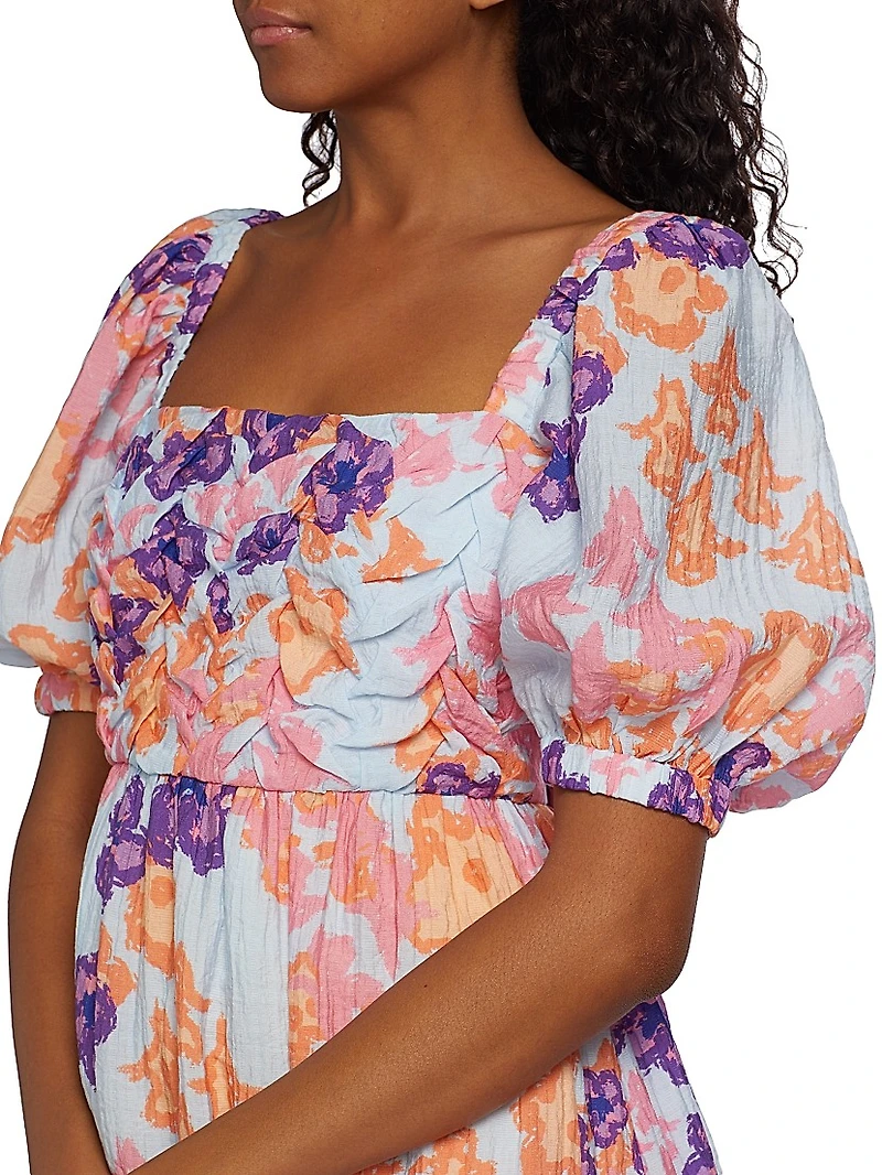 Lucia Floral Puff-Sleeve Minidress