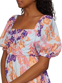 Lucia Floral Puff-Sleeve Minidress