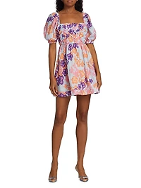 Lucia Floral Puff-Sleeve Minidress