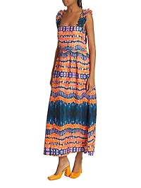 Caroline Geometric Braided-Strap Maxi Dress