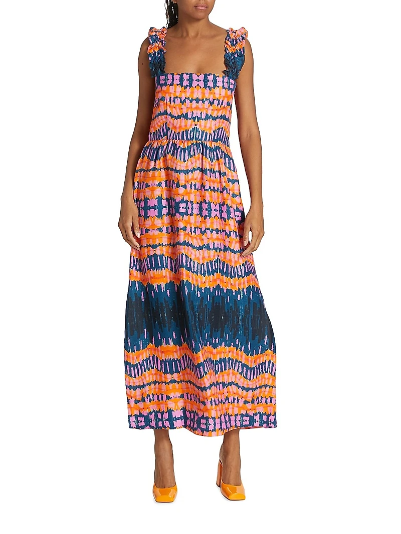 Caroline Geometric Braided-Strap Maxi Dress